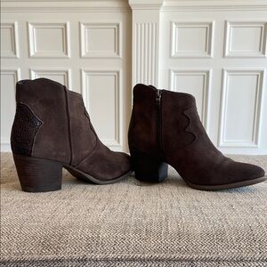Marc Fisher Western Booties, Leather and Suede
